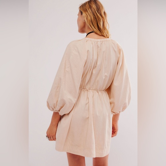 Free People Portia Denim Mini Dress in Ecru size Small NWT - Picture 3 of 10